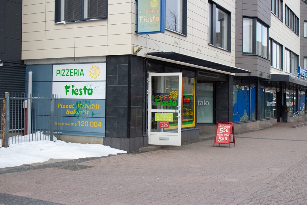 Katukuva pizzeria Fiesta ravintolasta.