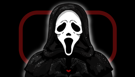 Kauhukuva mustalla taustalla.